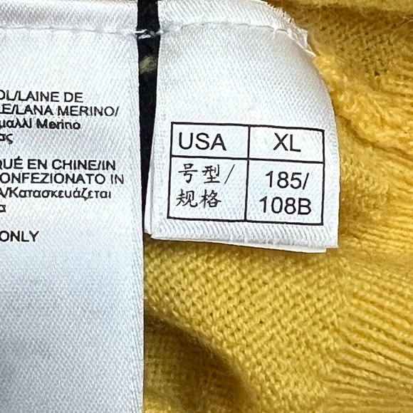 346 Brooks Brothers V-Neck Merino Wool Sweater Sz XL Yellow Navy Blue Stripe - Picture 12 of 12